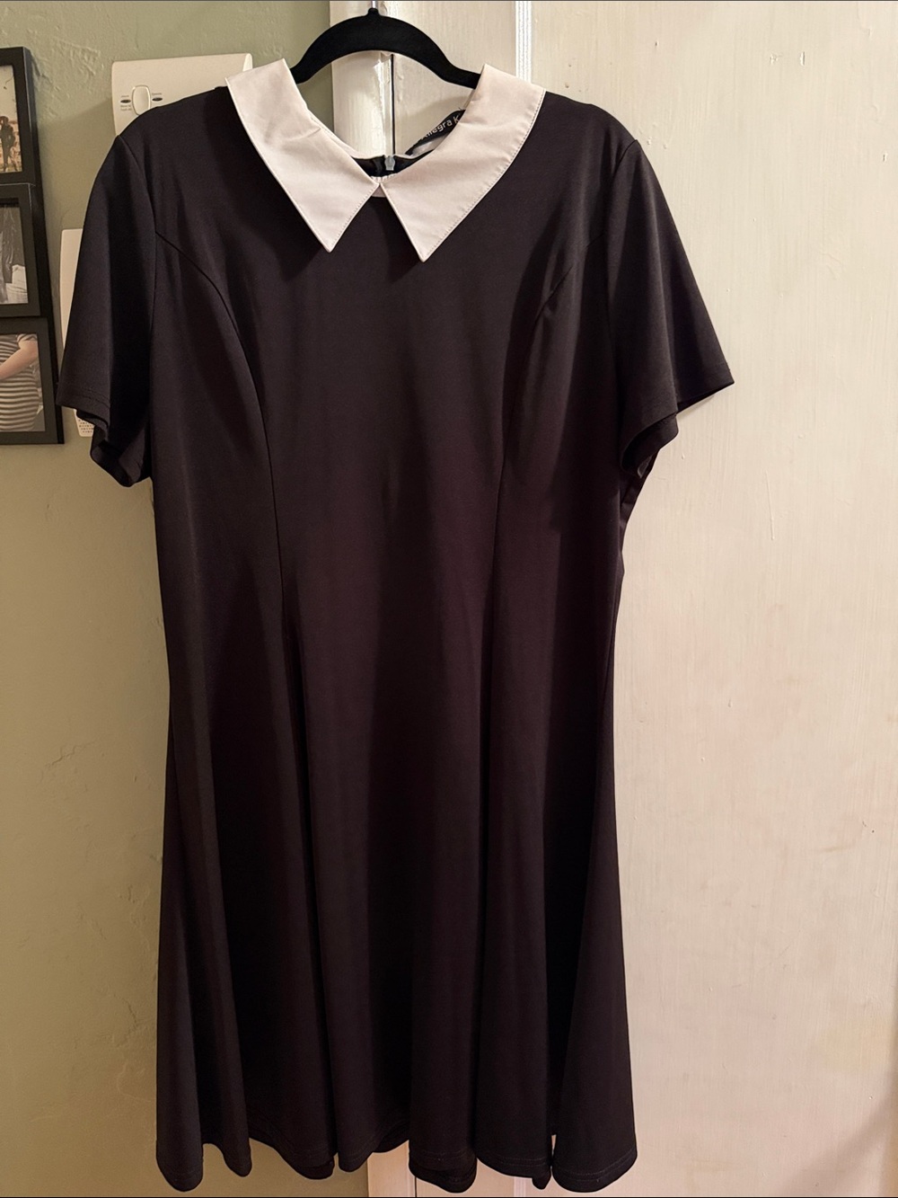 Allegra K Black Mini Dress with White Collar